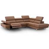 Annalaise Sectional Sofa with Right Facing Chaise in Caramel Leather